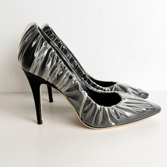 Off-White x Jimmy Choo Black Anne 100 PVC Wrapped Satin Pumps size 37 - Picture 5 of 8